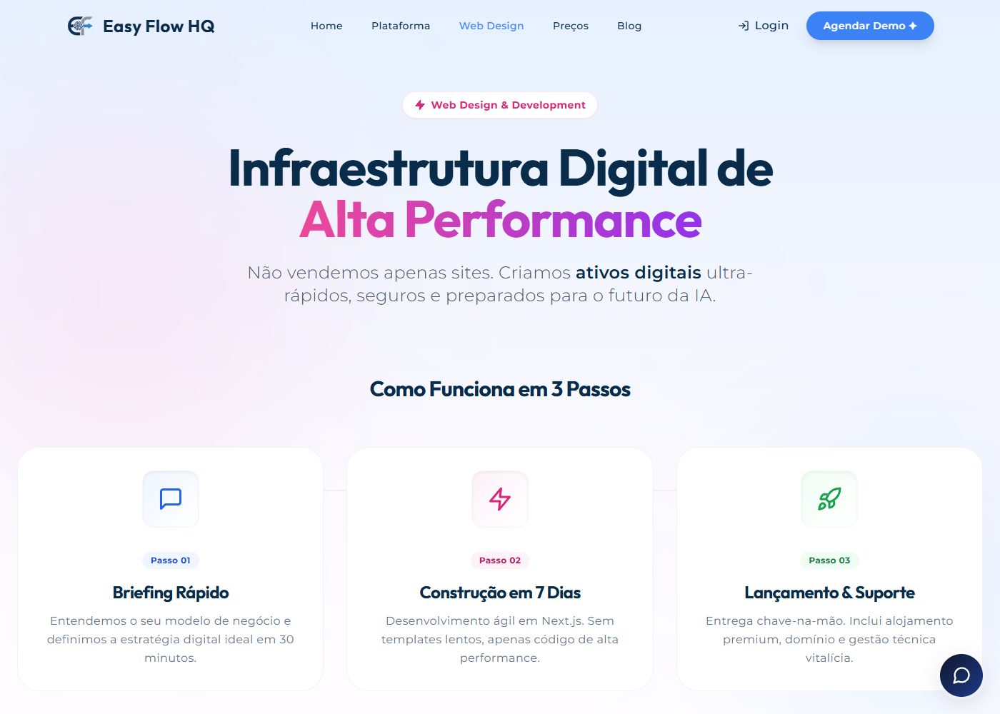 Página de web design do Easy Flow HQ